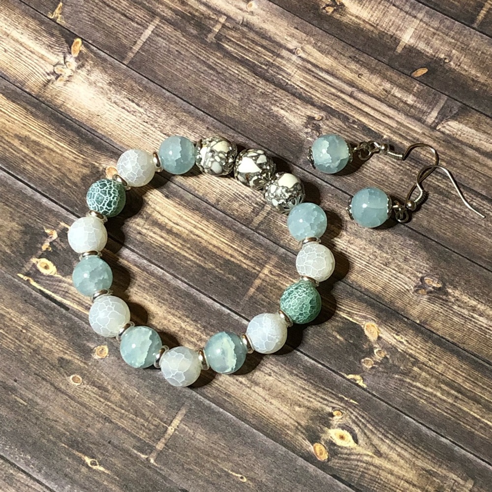 Aqua & Agate Bracelet/Earrings Set
